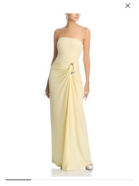 Strapless yellow Maxi Dress with Draped Ring Detail